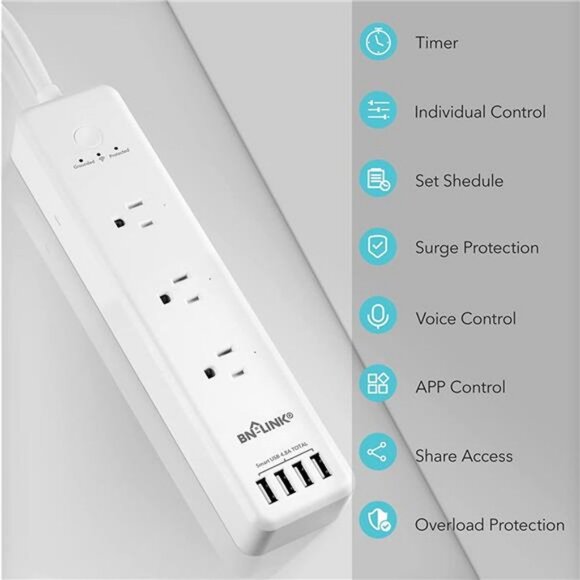 Smart Power Strip Compatible with Smart Plug WiFi Outlets Surge Protector - Picture 5 of 6